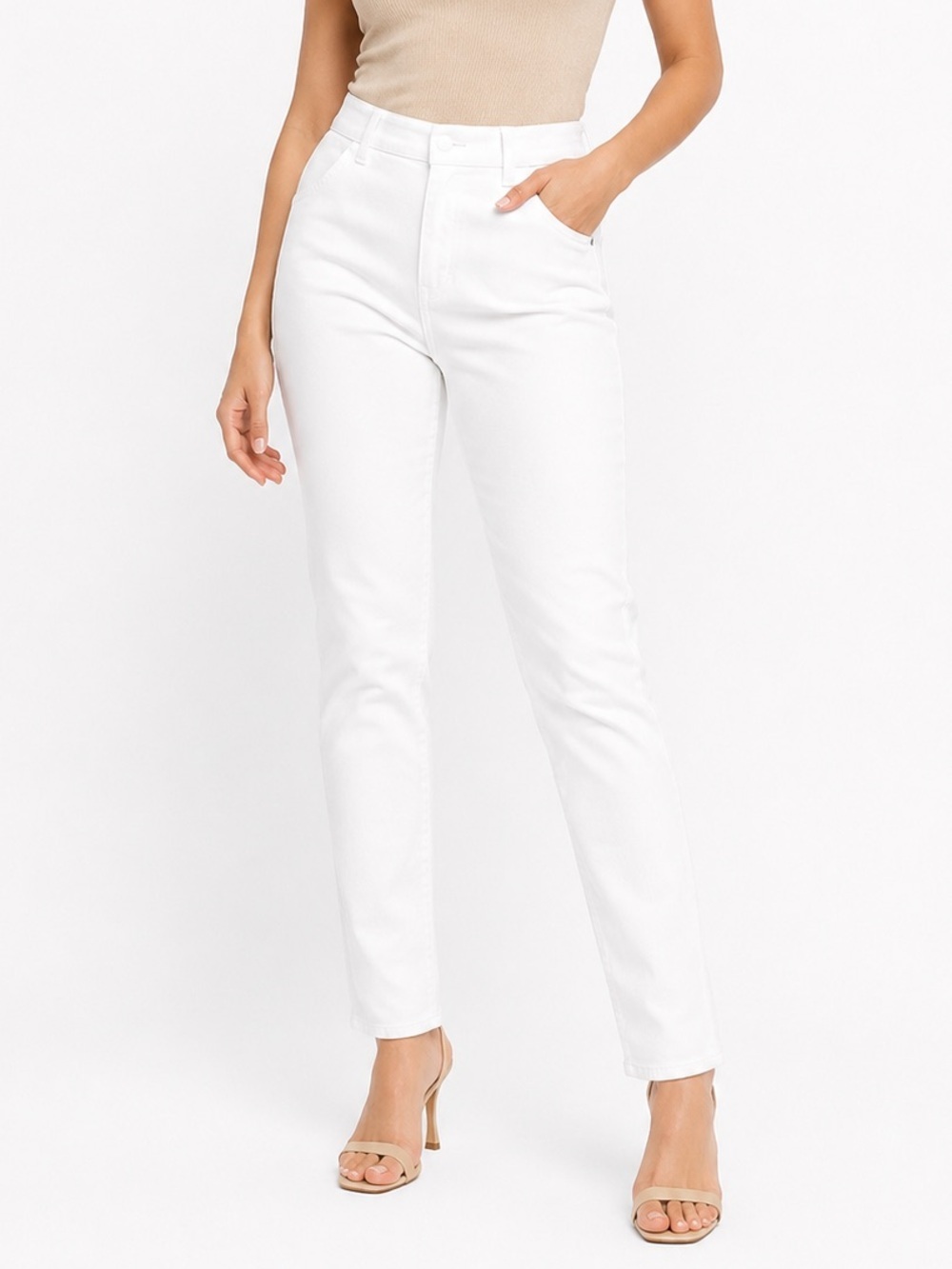 Juicy Couture Pants Women’s White Cotton Slim Straight High Rise Size 26‎ NWT